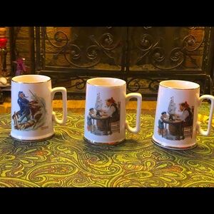1985 The Norman Rockwell Museum, Inc. Mugs “For a Good Boy” “Braving the Storm”